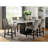 7pc Counter Height Dining Set - White Genuine Marble Table + 6 Light Gray Flannelette High Chairs