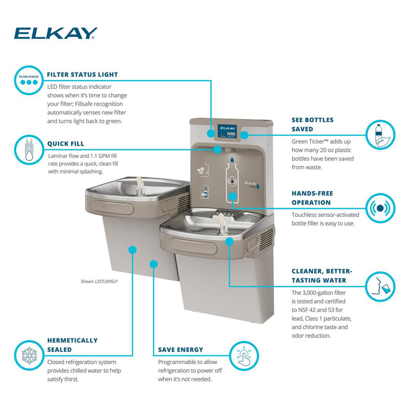 Station de remplissage de bouteilles murale à deux niveaux EZH2O® ADA, Granite gris pâle