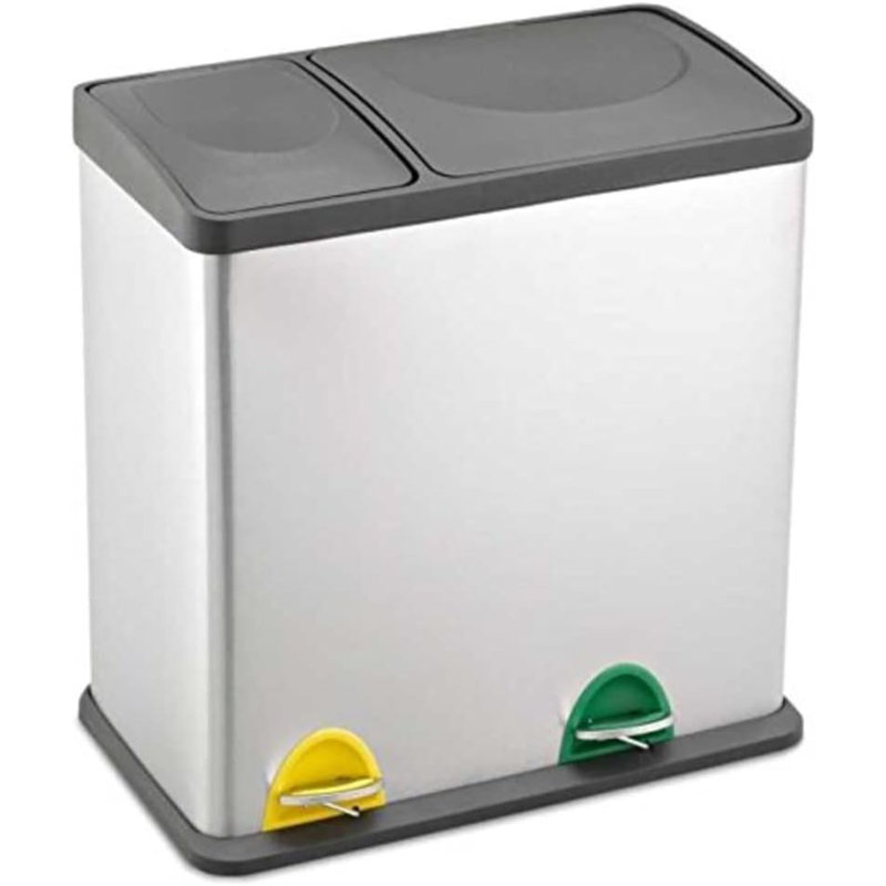 Dalmiro Stainless Steel Step On Multi-Compartment Rubbish & Recycling Bin - 36L