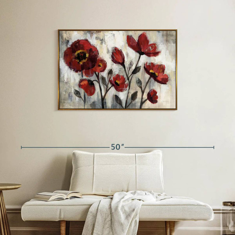 Simplicité florale, Cadre flottant doré, 37 po x 25 po