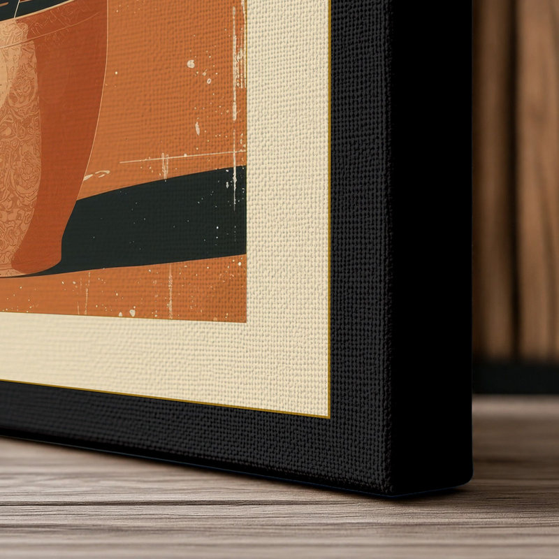 Potted Plant Geometric Botanical - Wrapped Canvas, 30x20 - 76.2 x 50.8 cm, Black Border