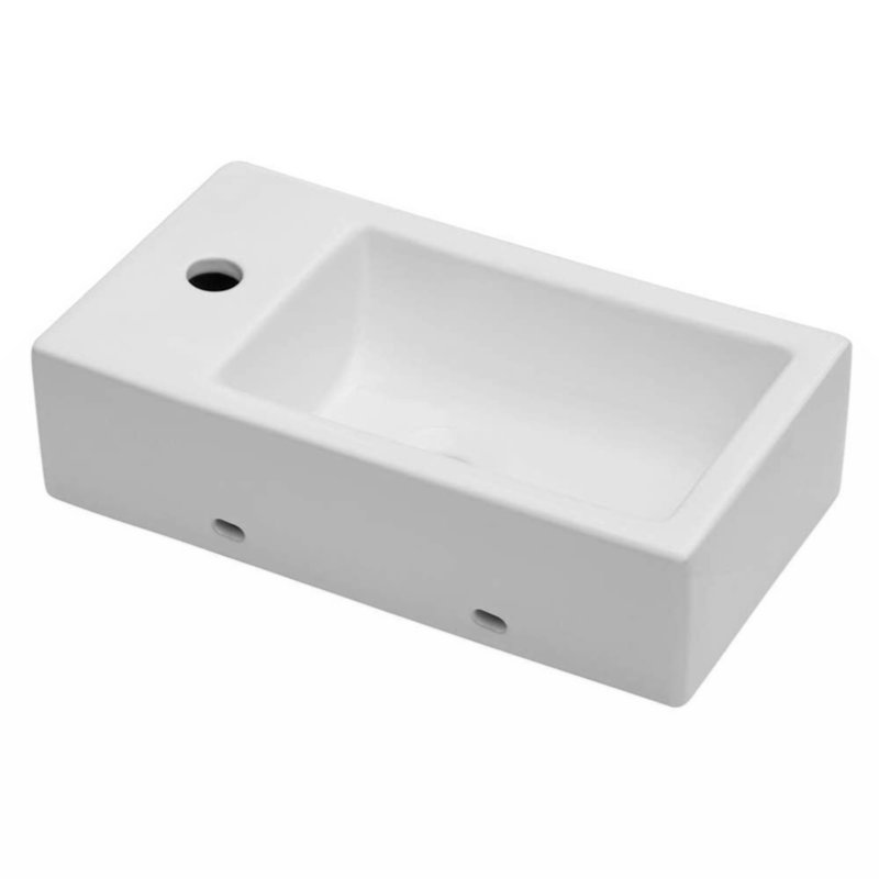 Myhomekeepers 10'' White Ceramic Rectangular Bathroom Sink