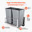 2 x 27 Qt. Pull-Out Trash Can with Soft-Close Slides & Door Mounting Kit, Double Under-Cabinet Waste Container for Kitchen, Sink Base Cabinet