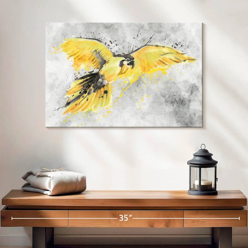 Brampt Yellow Macaw, 16" H x 24" W