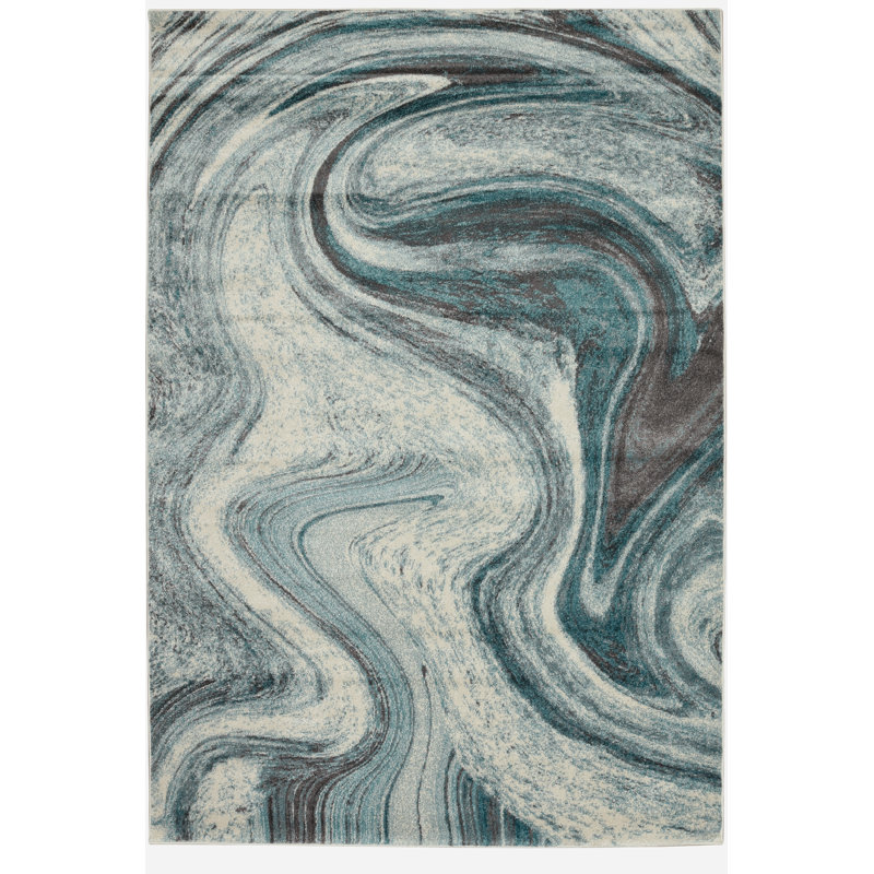 Tapis bleu sarcelle Charlee, Rectangle 3 pi 3 po x 4 pi 11 po