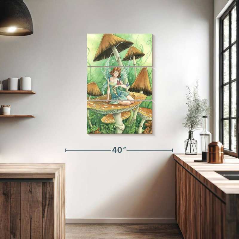 Kelan parmi les champignons, H 38 po x l 24 po