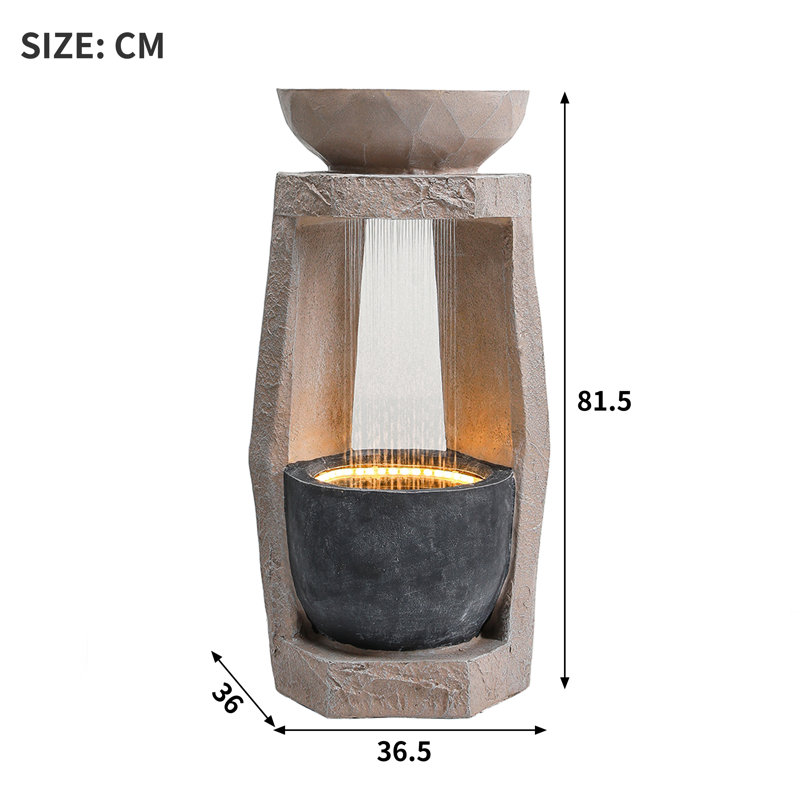 Outdoor Waterfall Fountain with Lights