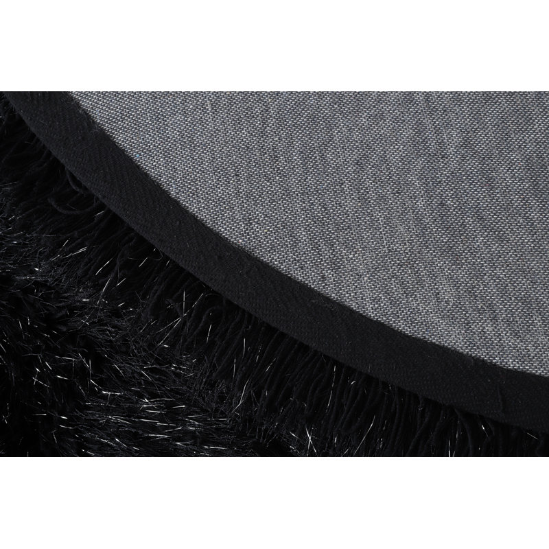 Tapis noir à longs poils Varina Collection, Nouveauté 2 pi 5 po x 4 pi 5 po