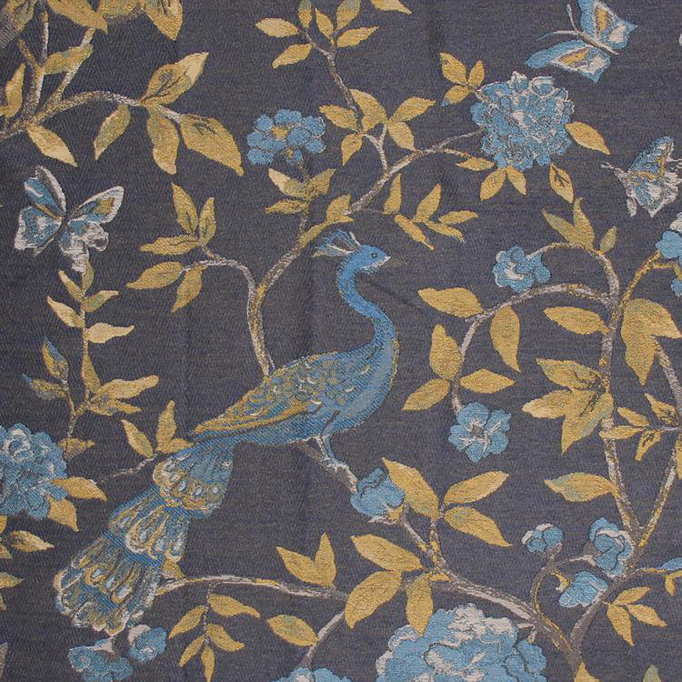 Tissu oiseau de pivoine Prive, Aigue-marine