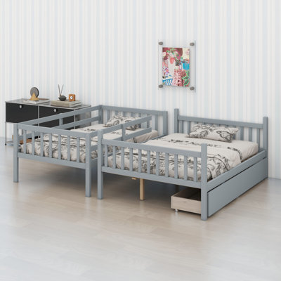 Space-Saving Bunk Bed Featuring Storage Drawers, Easy Conversion To Separate Beds, And Protective Rails