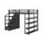 Full Size Metal Loft Bed With Shelves, Cabinets And Wardrobe