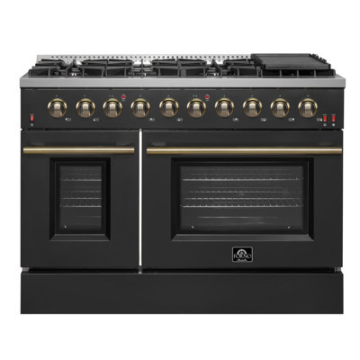 Cuisinière au gaz 48 pouces Forno Galiano en blanc, noir, bleu ou rouge, 8 brûleurs, 107 000 BTU, plaque chauffante, 6,58 pieds cubes