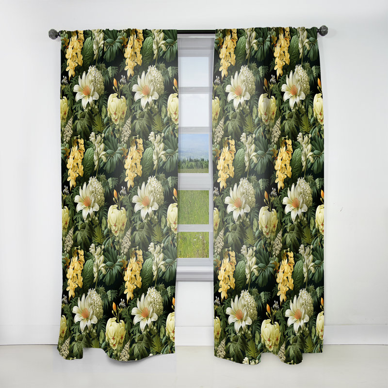 Rideau en velours tropical Boho Botanical Oasis Palm II - obscurcissant - 1 panneau, L 52 po x L 84 po
