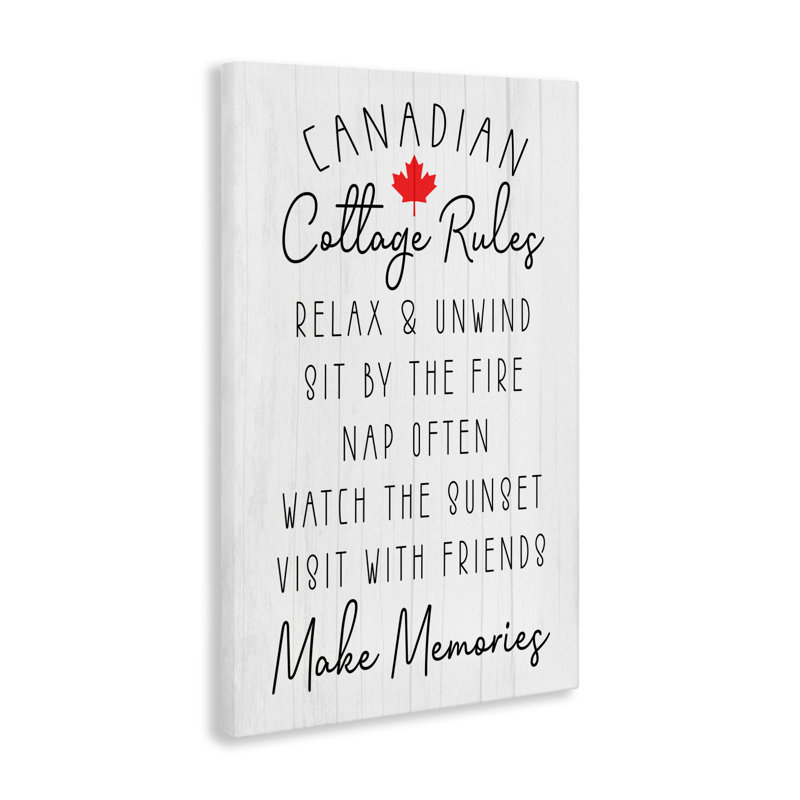 Toile «Canadian Cottage Rules», conception par Lil 'Rue, H 24 po x l 16 po