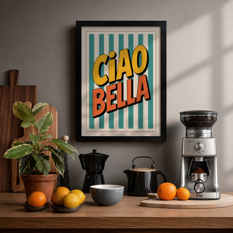 Ciao Bella Retro - Framed Print, A2 - 59.4 x 42.0 cm, Black