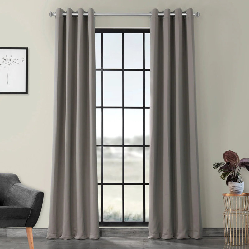 Room Darkening Grommet Single Curtain Panel, 50" W x 108" L, Neutral Gray