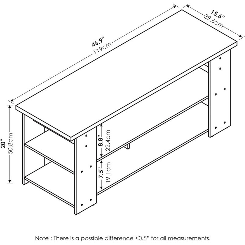 Crédence de rangement pour meuble télé 46,85 po, Gris chêne français/noir
