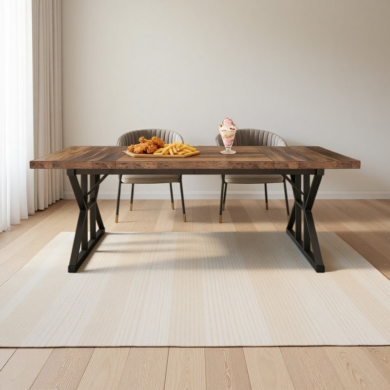 X-Shaped Design Kitchen Table,Dining Table,Computer Desk, Black, Brown