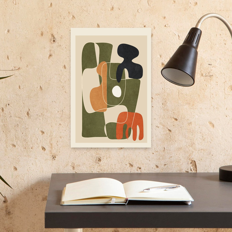 Art mural abstrait géométrique Mid-Century, H 18 po x l 12 po