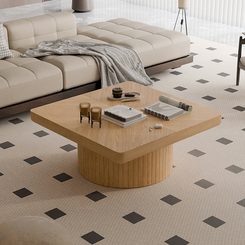 Table basse carrée 34,6 po pour le salon, Bois naturel