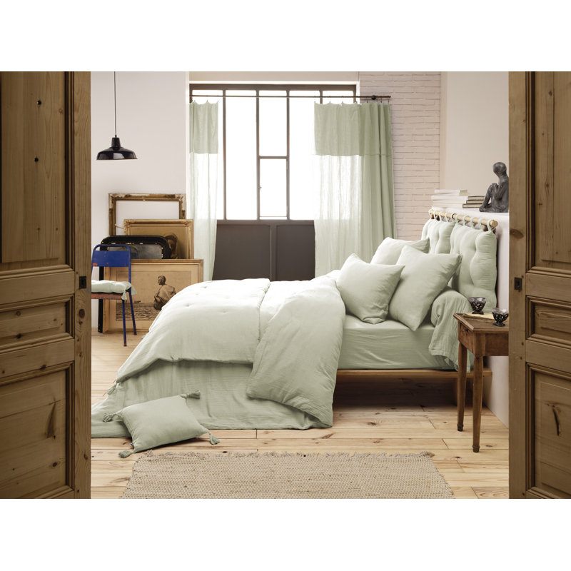 Knopp Cotton Solid Colour Duvet Cover, Super King Duvet Cover, Light Green