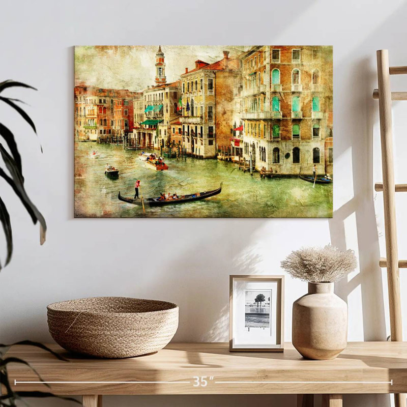 Impression sur toile rétro de Venise, H 16 po x l 24 po x P 1,25 po