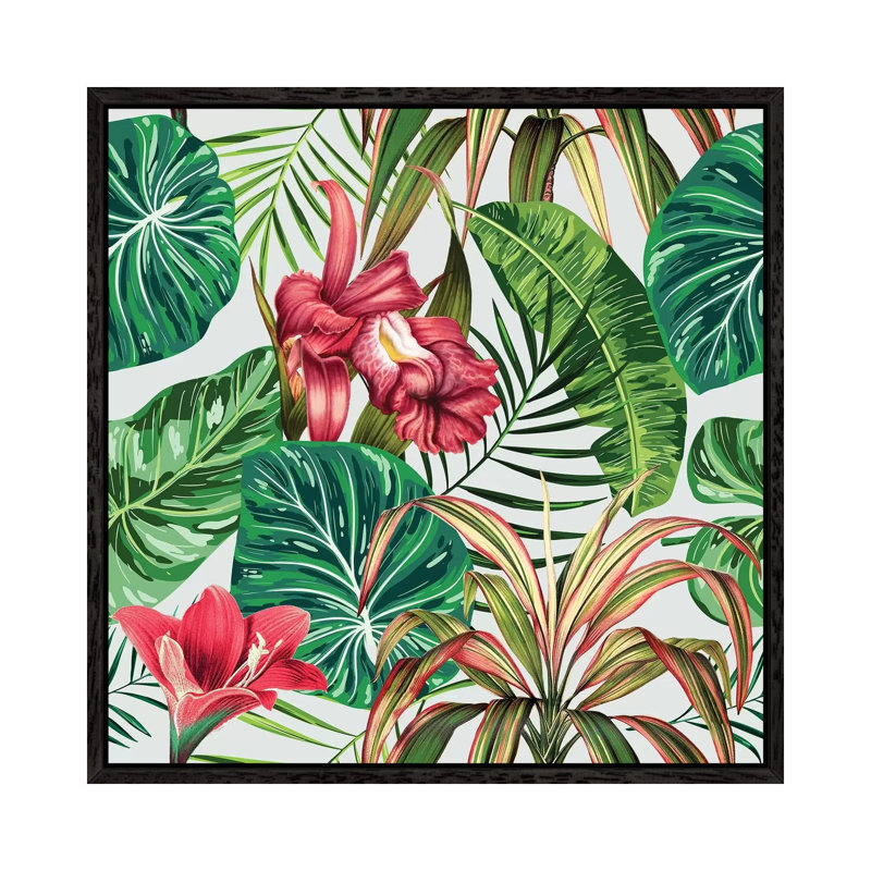 Tropica - Print on Canvas, Black Framed, 45.72cm H x 45.72cm W x 3.81cm D