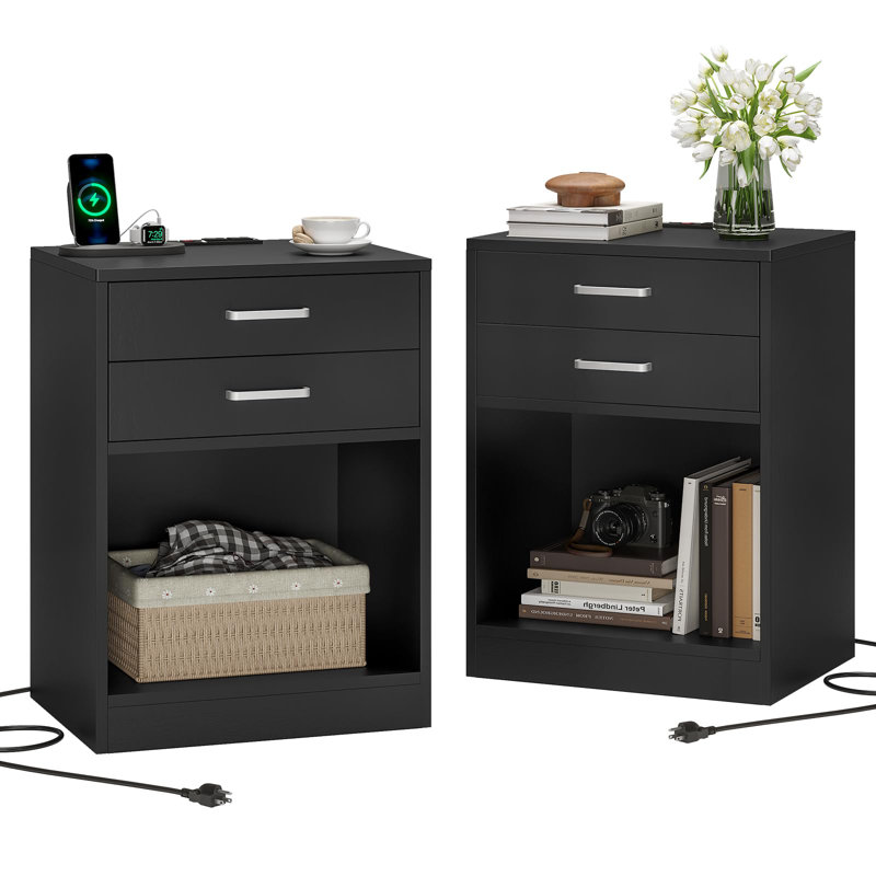 Zorita 15.8'' W Nightstand, Black