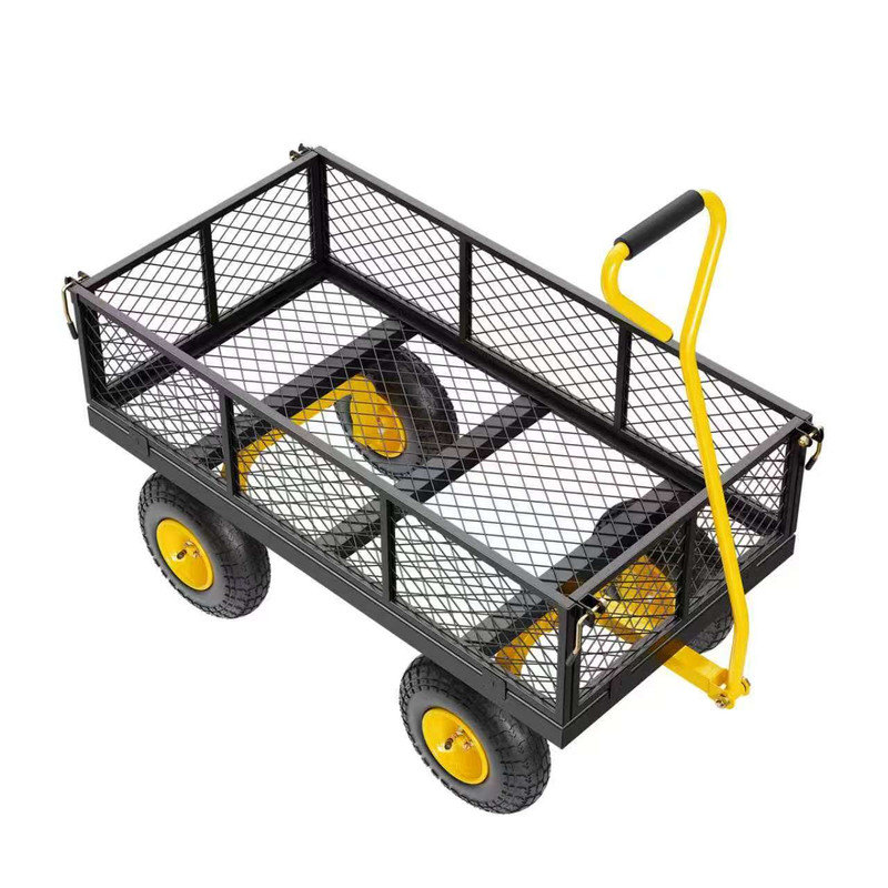 Chariot de jardin en acier 900 lb en jaune / noir, H 21,06 po x l 38 po x P 22,05 po