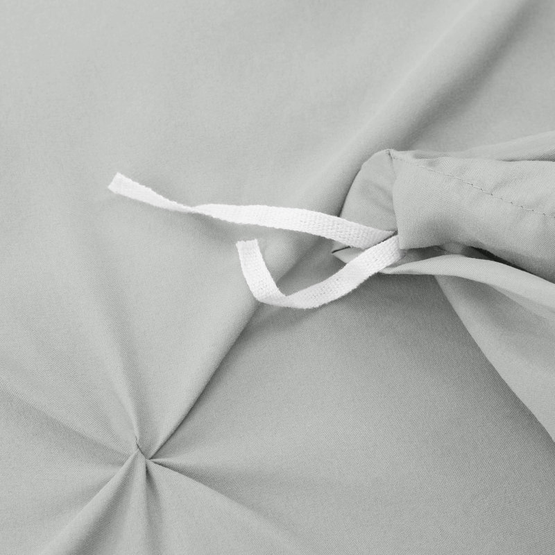 Silver Gray Pintuck Microfiber Queen Duvet Cover Set