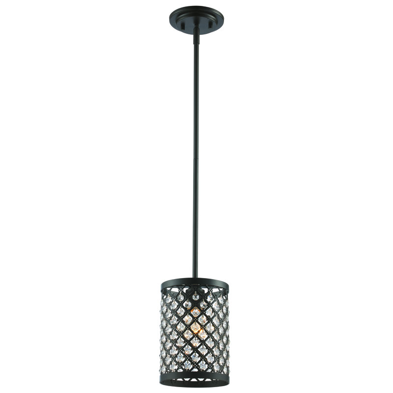 Luminaire suspendu cylindrique à 1 lumière Cassandra, Bronze huilé