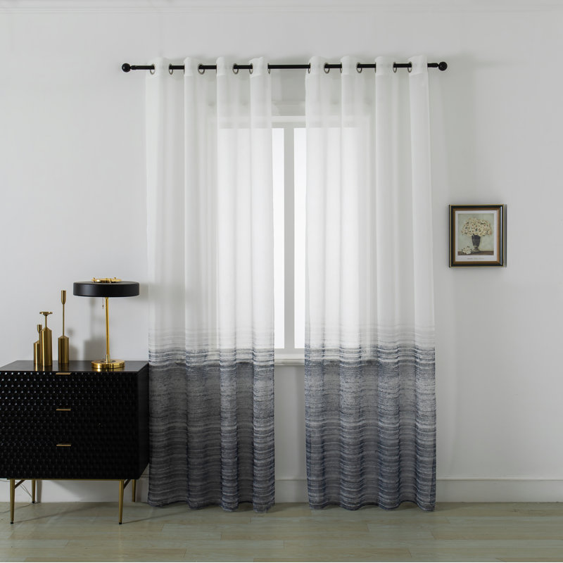 Mkenzi Polyester Semi-Sheer Gromments Curtain Pair, 52" W x 63" L