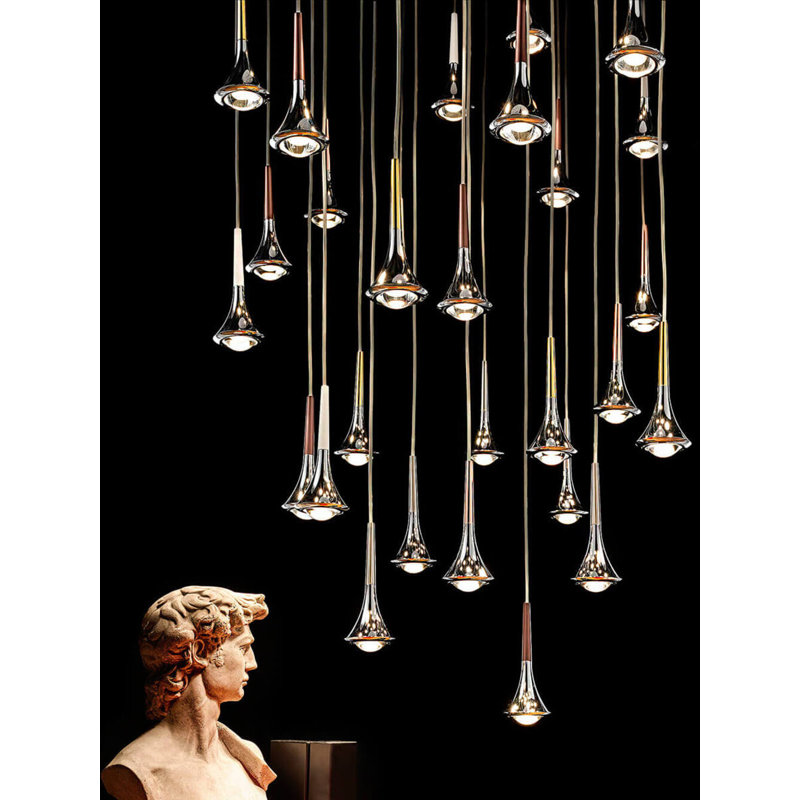 Lodes Rain Suspension Lamp Transparent Cable Line-V, Gold