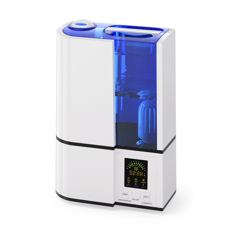 Humidificateur numérique intelligent avec grand réservoir d'eau transparent Contrôle automatique de l'humidité Affichage à ultrasons Brume fraîche pour bureau à domicile