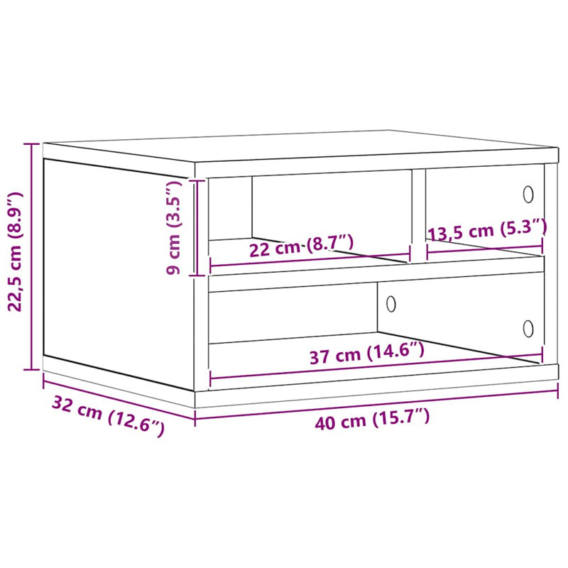 22.5cm H Printer Stand, 22.5cm H x 40cm W x 32cm D, Black Oak
