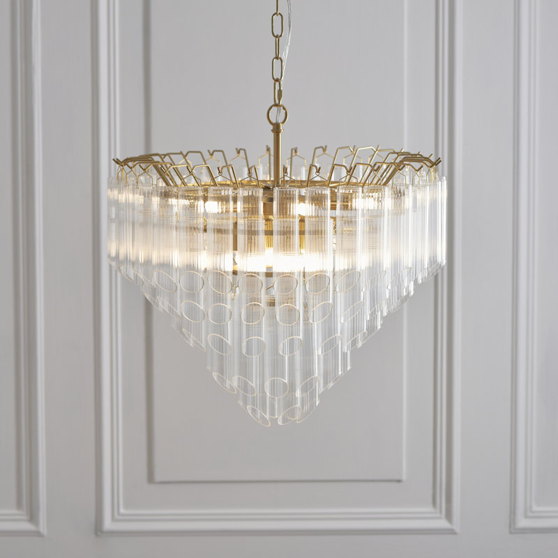 Woodland 12lt Pendant light Angled finished in Brass and Clear