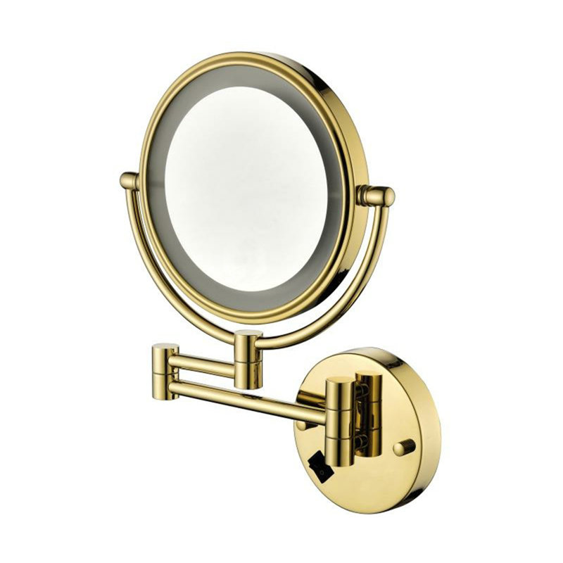 8 Inch Led Wall Mount Two-sided Magnifying Makeup Vanity Mirror,12 Inch Extension Chrome Finish 1X/3X Magnification Plug 360 Degree Rotation Waterproof Button Shaving Mirror