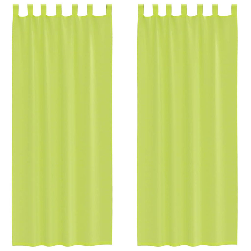 Voile Curtains With Tab Top 2 Pcs, Apple Green, 140cm Width x 260cm Drop