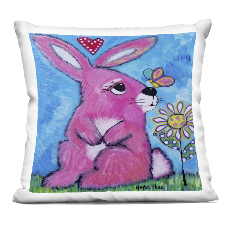 Coussin Bunny in Nature, imprimé par Nettie Price