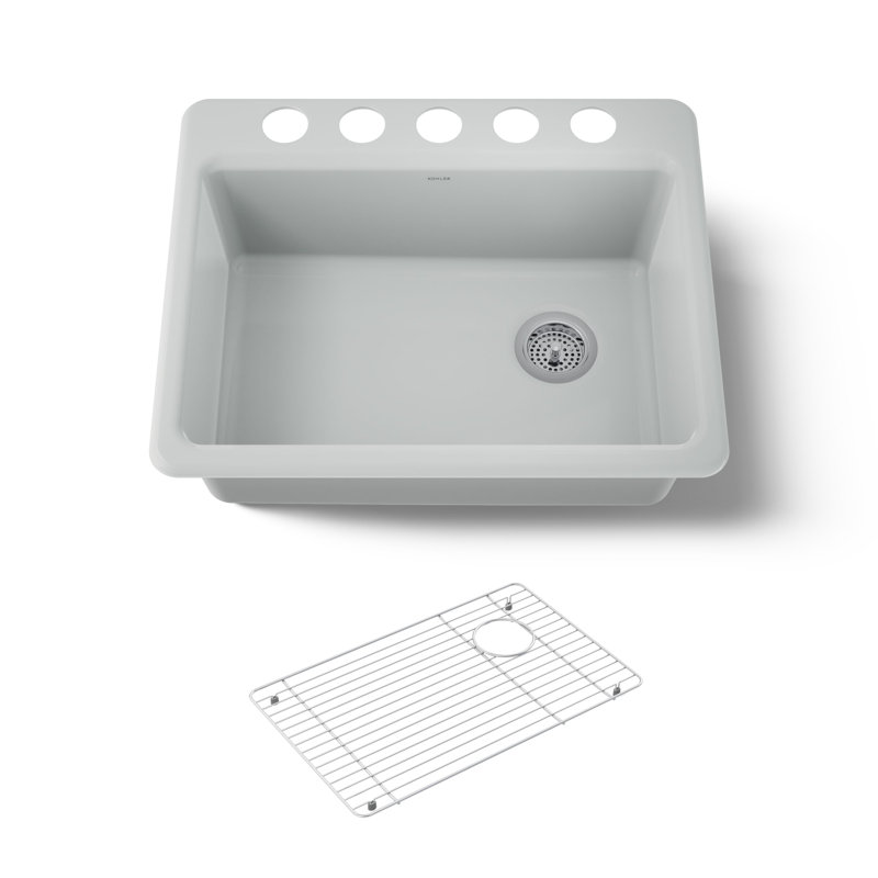 Riverby 27" Undermount Single-Bowl Workstation Kitchen Sink, Ice Gray