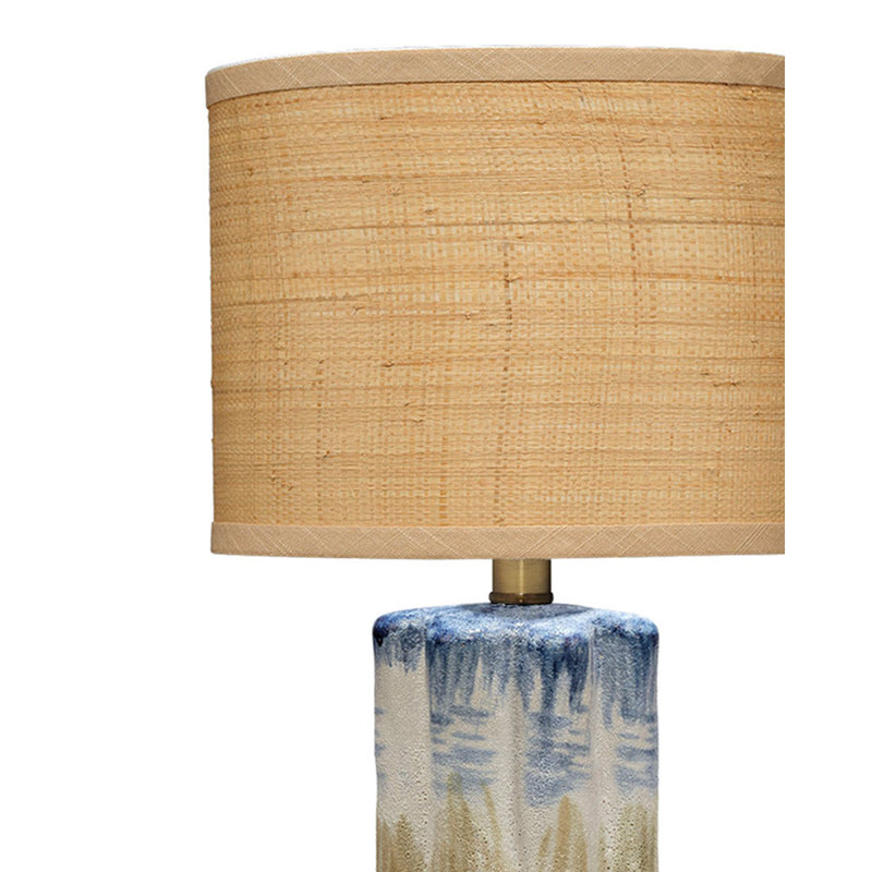 Abstract Ceramic Table Lamp with Raffia Shade