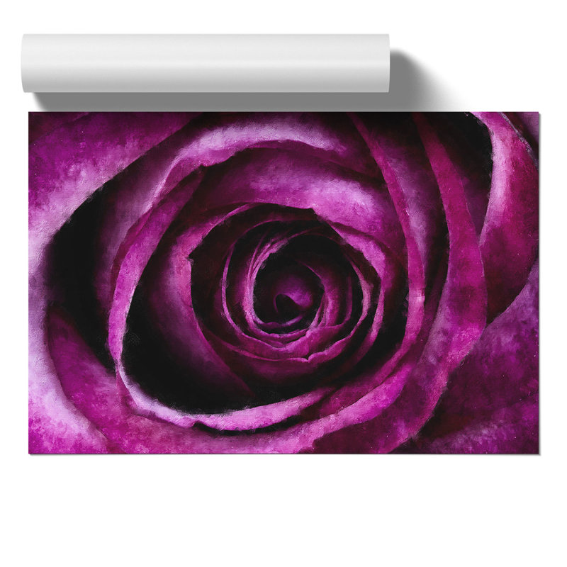 Purple Rose Flower Painting - Frameless Print, 42cm H x 59cm W x 0.1cm D