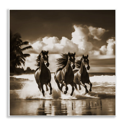 Art mural sépia au galop, étalon sépia par Noah Bay