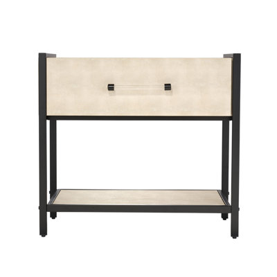 Plaisir Faux Shagreen 1-Drawer Side Table