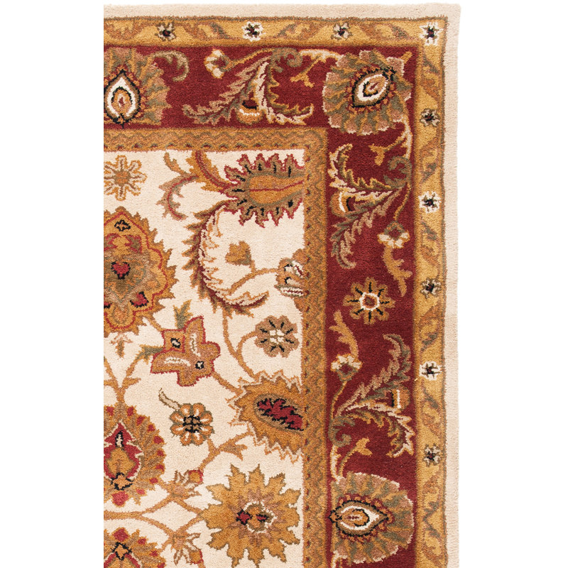 Tapis oriental ivoire / rouge en laine touffeté à la main Algers, Rectangle 2 pi x 3 pi