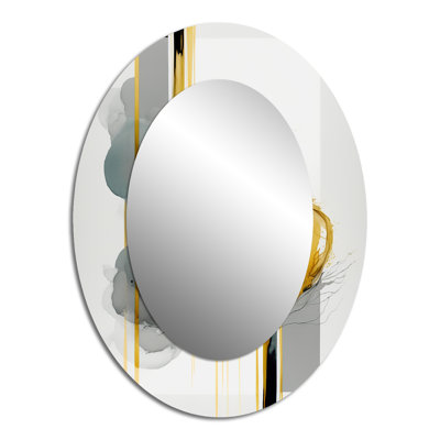 Abstract Transitional Shapes Black III - Black Oval Wall Mirror Decor