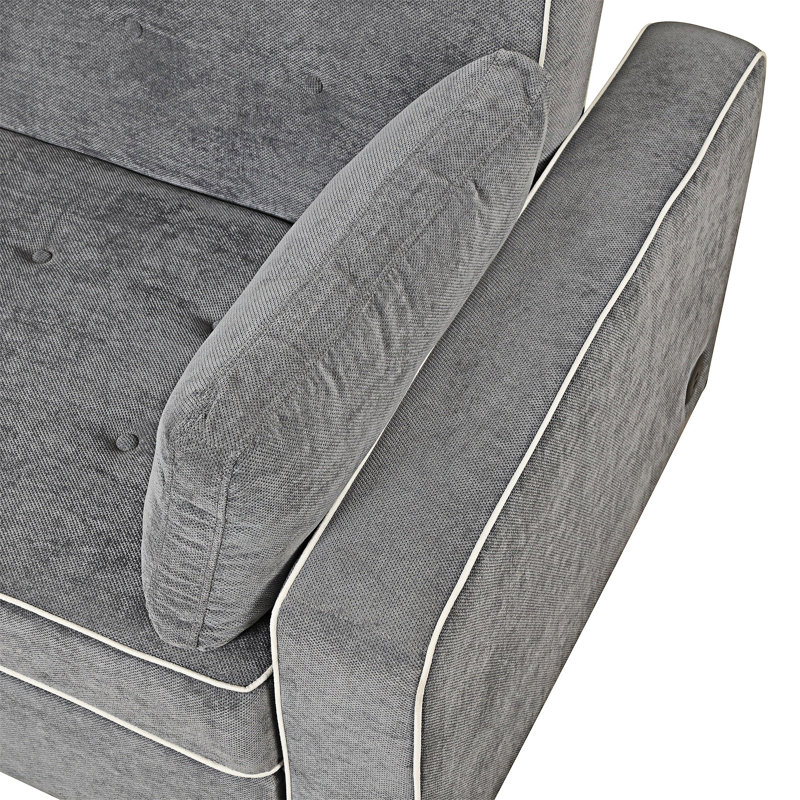 Upholstered Pull Out Sofa Bed With Throw Pillows, USB Charging Port And Adjustable Backrest, Charcoal Gray