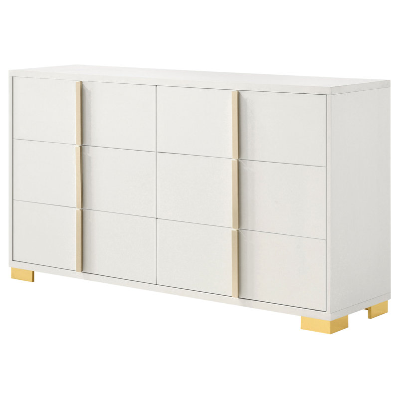 Jelissa 6-drawer Dresser White, White