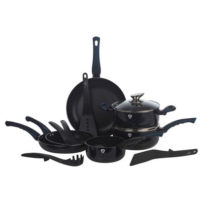 14 Pcs Blauman Cookware Pots Pans Set With Soft Touch Handles & Kitchen Tool Set