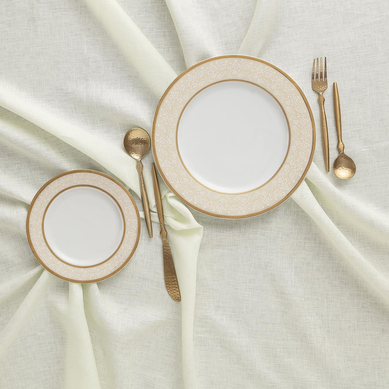 100% Pure Linen Tablecloth - Fete, Ivory, 156" L x 60" W